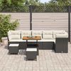 vidaXL Garten-Sofa-Set mit Kissen mit Speicher 9 pcs Schwarz und Creme