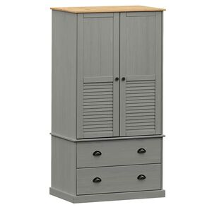 vidaXL Kleiderschrank VIGO Grau 90x55x170 cm Massivholz Kiefer