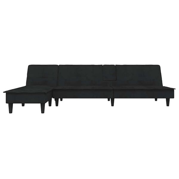 vidaXL Schlafsofa in L-Form Schwarz 255x140x70 cm Samt