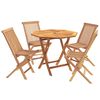 vidaXL 5-teiliges klappbares Garten-Bistro-Set Natur Massivholz Teak
