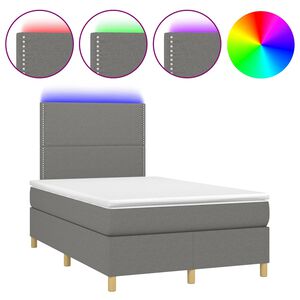 vidaXL Boxspringbett mit Matratze & LED Dunkelgrau 120x190 cm Stoff