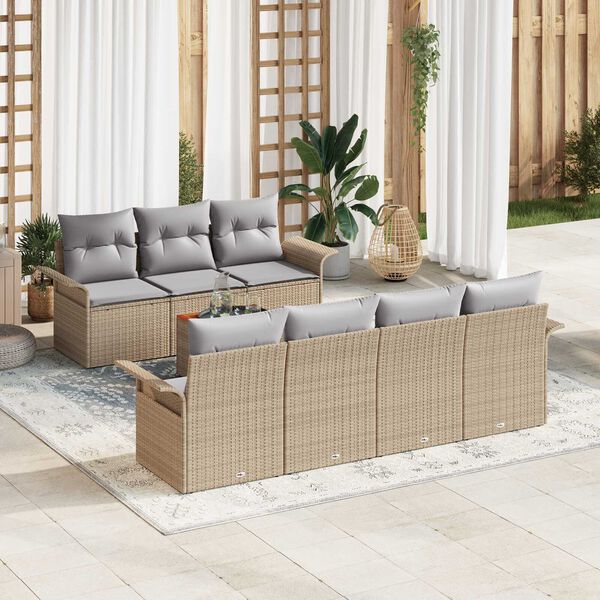 vidaXL Gartensofa-set 8 pcs Beige und Hellgrau Poly-Rattan