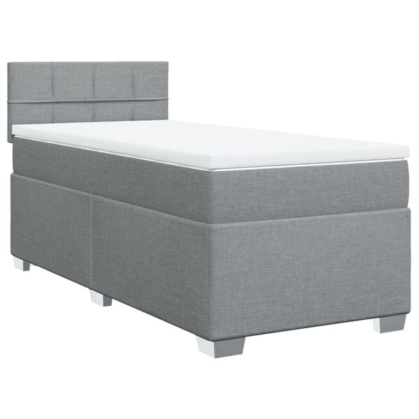 vidaXL Boxspringbett mit Matratze Hellgrau 90x190 cm Stoff