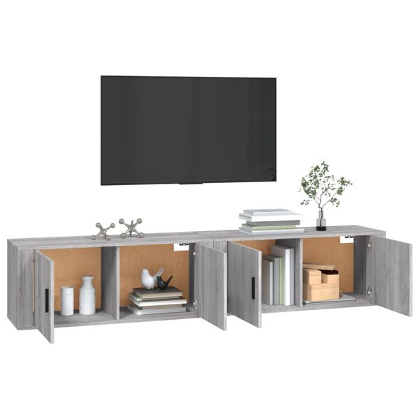 vidaXL TV-Wandschr&auml;nke 2 Stk. Grau Sonoma 100x34,5x40 cm