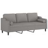vidaXL 3-Sitzer-Sofa mit Kissen Hellgrau 210 cm Stoff