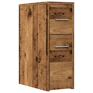 vidaXL Badschrank Schmal mit Rollen Altholz-Optik Holzwerkstoff