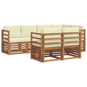 vidaXL Ecksofa Set mit Kissen 7 pcs Natur und Creme