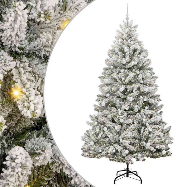 vidaXL K&uuml;nstlicher Weihnachtsbaum Gr&uuml;n und Wei&szlig; 240 cm PVC und Metall
