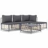 vidaXL 5-tlg. Garten-Lounge-Set mit Kissen Anthrazit Poly Rattan