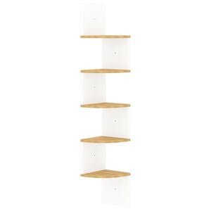 vidaXL Wand-Eckregal Wei&szlig; und Sonoma-Eiche 19x19x123 cm Holzwerkstoff