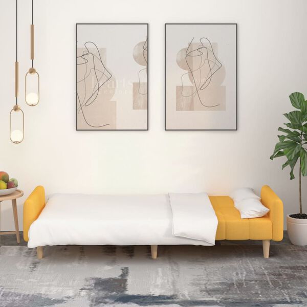 vidaXL Schlafsofa 2-Sitzer Gelb Stoff