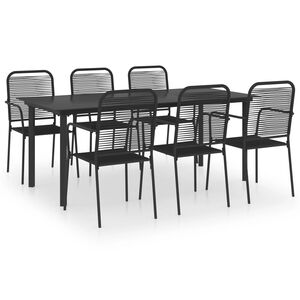 vidaXL 7-tlg. Garten-Essgruppe Schwarz Glas und Stahl