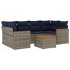vidaXL 7-teiliges Gartensofa-Set mit Kissen, grau, Polyrattan