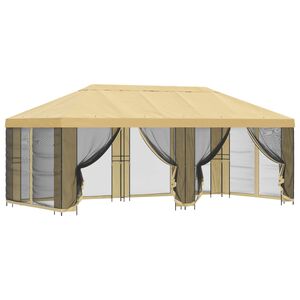 vidaXL Pavillon mit Seitenw&auml;nden 6 x 3 m Creme Polyester und Stahl 190