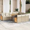 vidaXL 11-tlg. Garten-Sofagarnitur mit Kissen Beige Poly Rattan Akazie