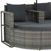 vidaXL Gartenbett mit Sonnenschirm Grau Poly Rattan