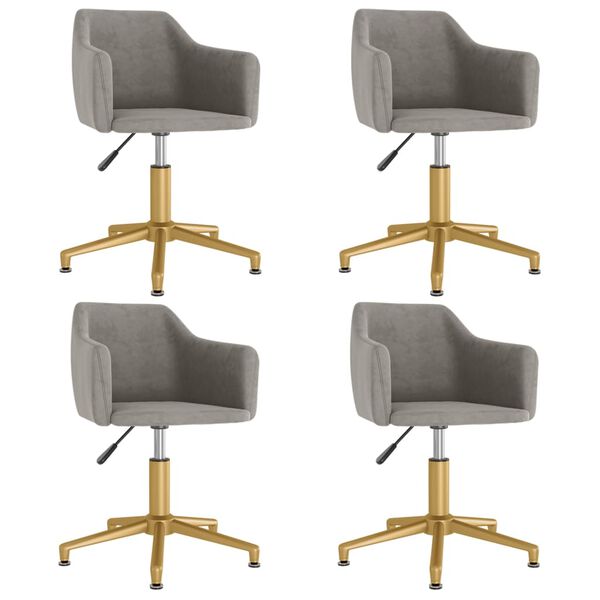 vidaXL Esszimmerst&uuml;hle 4 Stk. Drehbar Hellgrau Samt