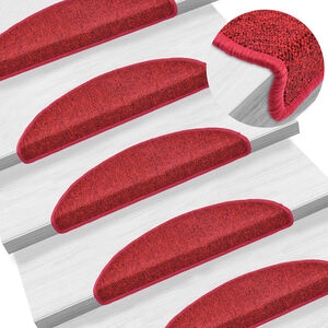 vidaXL Stufenmatten 15 Stk. 56x17x3 cm Rot Halbrund