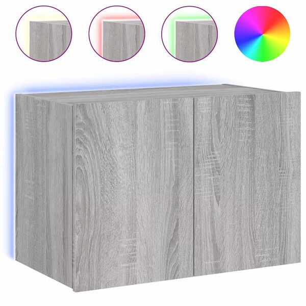 vidaXL TV-Wandschrank mit LED-Leuchten Grau Sonoma 60x35x41 cm
