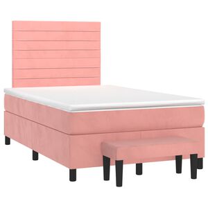 vidaXL Boxspringbett mit Matratze Rosa 120x190 cm Samt