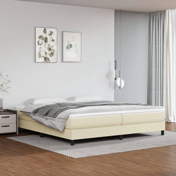 vidaXL Boxspringbett mit Matratze Creme 200x200 cm Kunstleder