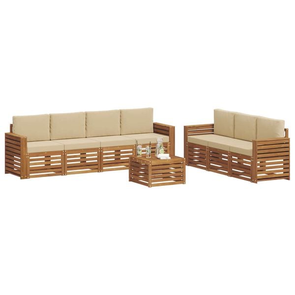 vidaXL Sofagarnituren 8 pcs Natur und Beige Massivholz Akazie