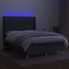 vidaXL Boxspringbett mit Matratze & LED Dunkelgrau 140x200 cm Stoff