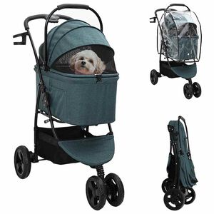 vidaXL Faltbarer Haustierwagen Gr&uuml;n 78 x 54 x 101 cm Polyester