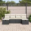 vidaXL Sofa Set mit Kissen 6 pcs Schwarz und Creme Poly-Rattan