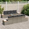 vidaXL Garten-Sofa-Set mit Kissen mit Speicher 9 pcs Grau Poly Rattan