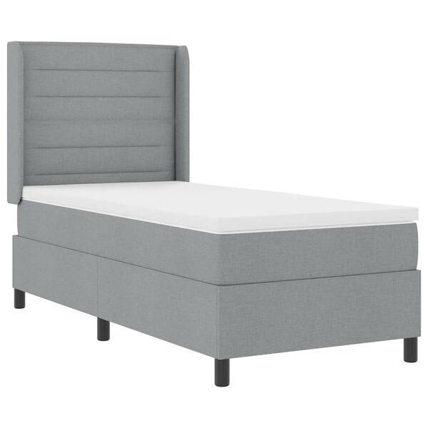 vidaXL Boxspringbett mit Matratze Hellgrau 90 x 200 cm Stoff