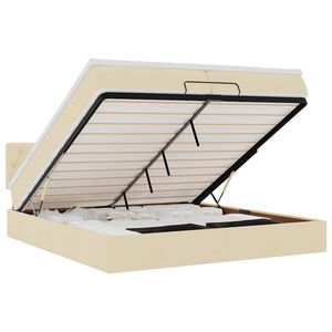 vidaXL Ottoman-Bett mit Matratzen & LEDs Creme 200x200 cm Stoff