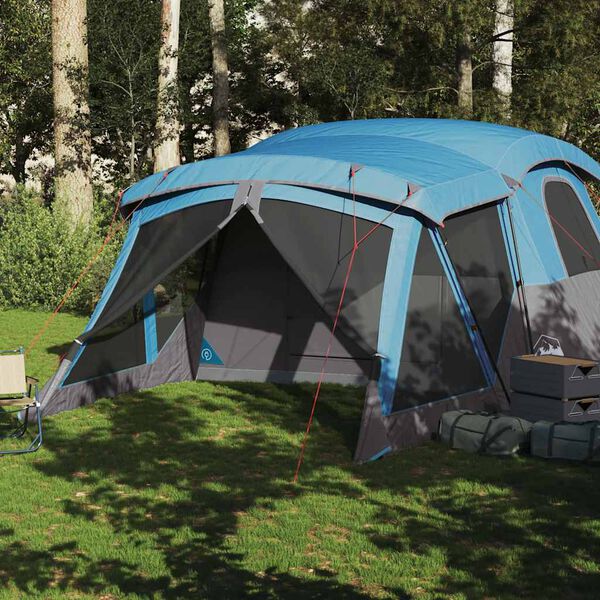 vidaXL Campingzelt mit Vorzelt 4 Personen Blau Wasserdicht