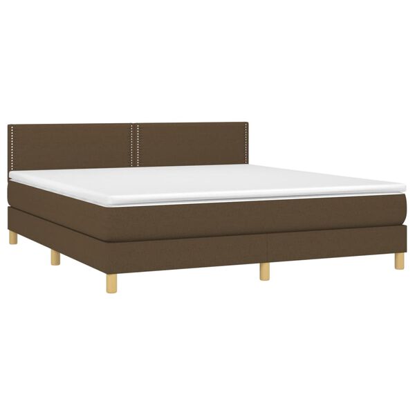 vidaXL Boxspringbett mit Matratze & LED Dunkelbraun 180x200 cm Stoff