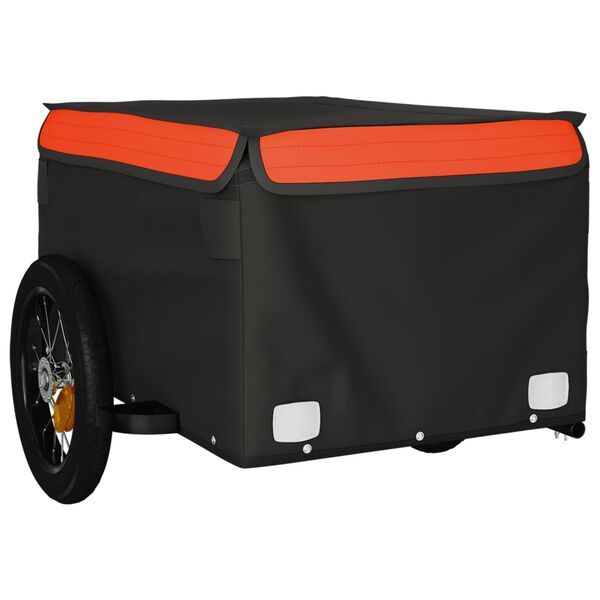 vidaXL Fahrradanhänger Schwarz und Orange 30 kg Eisen