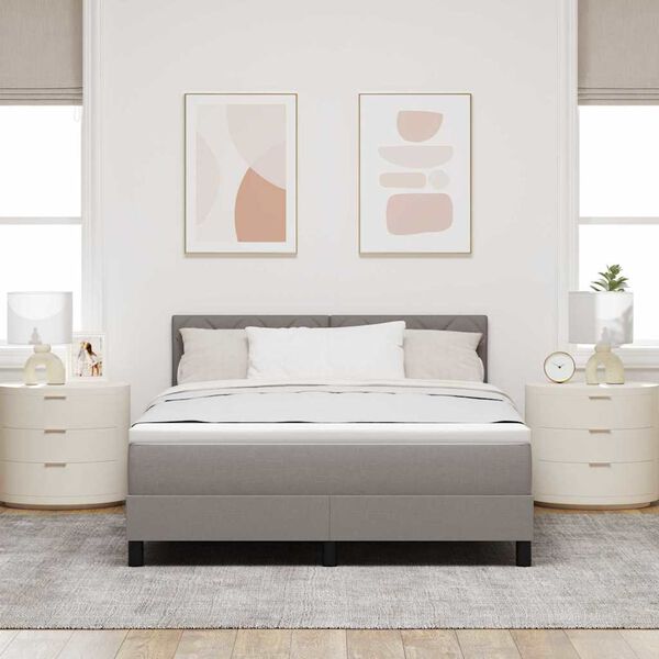 vidaXL Boxspringbett mit Matratze Taupe 140 x 200 cm Stoff