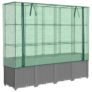 vidaXL Hochbeet mit Gew&auml;chshaus-Aufsatz Rattan-Optik 160x40x153 cm