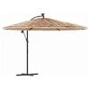 vidaXL Sonnenschirm mit LED und Stahlmast Braun 246x246x230 cm