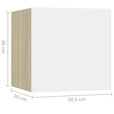 vidaXL Nachttische 2 Stk. Weiß Sonoma-Eiche 30,5x30x30cm Holzwerkstoff