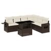 vidaXL 7-tlg. Garten-Sofagarnitur mit Kissen Braun Poly Rattan