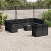 vidaXL 13-tlg. Garten-Sofagarnitur mit Kissen Schwarz Poly Rattan