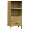 vidaXL B&uuml;cherregal OSLO 2 Schubladen Braun 60x35x128,5 cm Massivholz