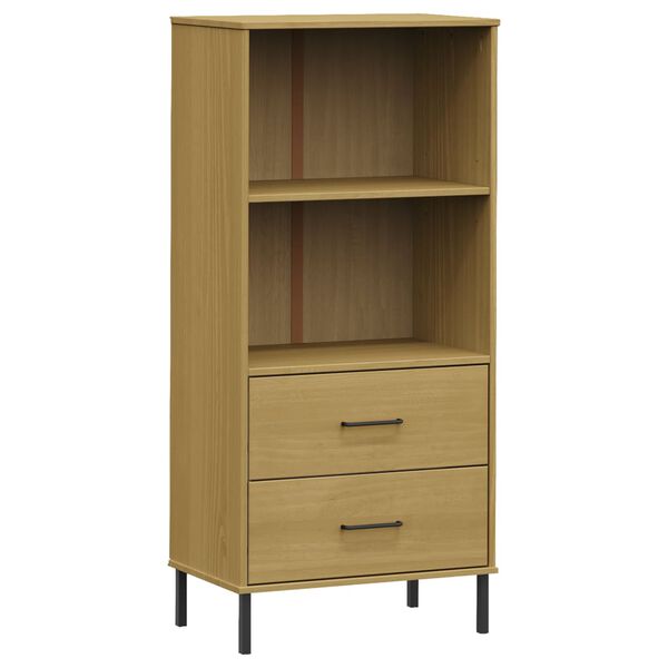 vidaXL B&uuml;cherregal OSLO 2 Schubladen Braun 60x35x128,5 cm Massivholz