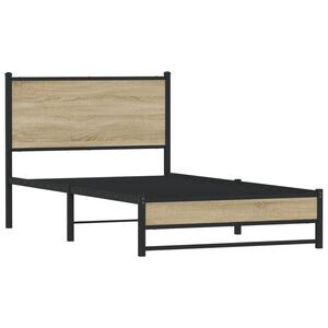 vidaXL Metallbett ohne Matratze Sonoma-Eiche 100x200 cm