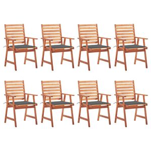 vidaXL Garten-Essst&uuml;hle 8 Stk. mit Kissen Massivholz Akazie