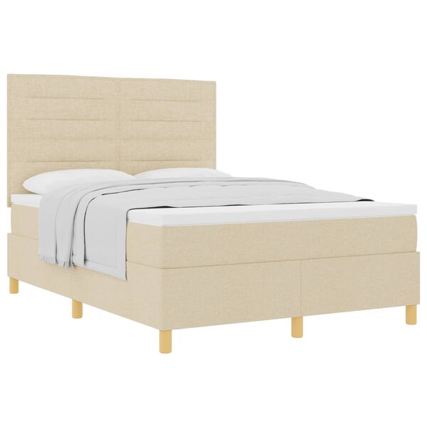 vidaXL Boxspringbett mit Matratze Creme 140 x 190 cm Stoff