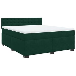 vidaXL Boxspringbett mit Matratze Dunkelgr&uuml;n 180x200 cm Samt