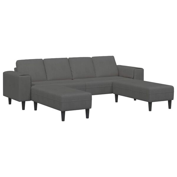 vidaXL Sofa mit Kissen Dunkelgrau 250 x 188 x 76 cm Cordstoff
