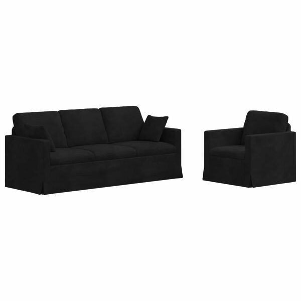 vidaXL Sofa 2 pcs Schwarz
