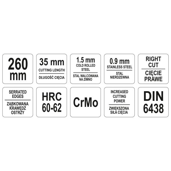 YATO Figur-Blechschere Rechts 260 mm Gr&uuml;n